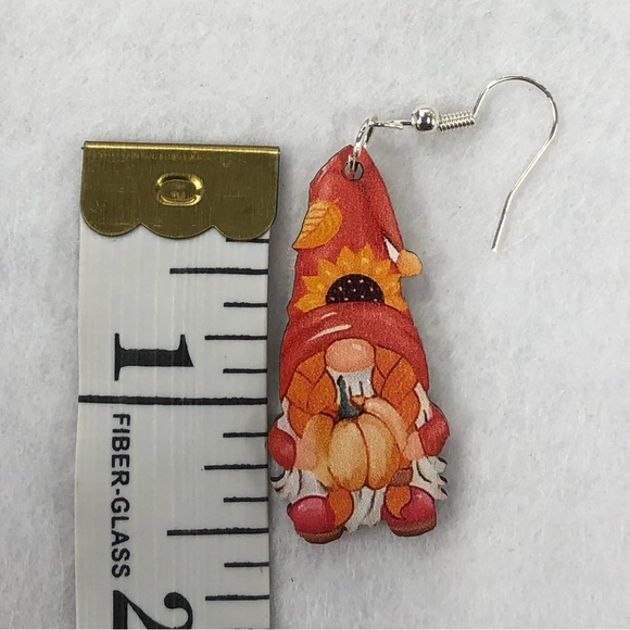 Set Of Three Wooden Gnome Fall Earrings - Picture 9 of 10